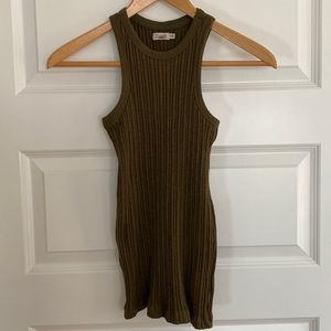 Faherty Cambria Rib Tank in color Military Olive. Size XS